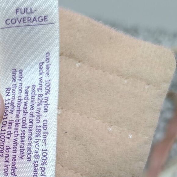 Cacique Women's Plus Size Full Coverage Floral Lace Bra Tan size 40C - Picture 6 of 6